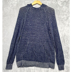 O'Hanlon Mills Hoodie Sweater Mens Medium Blue Knit Raglan Sleeve Pockets Cotton